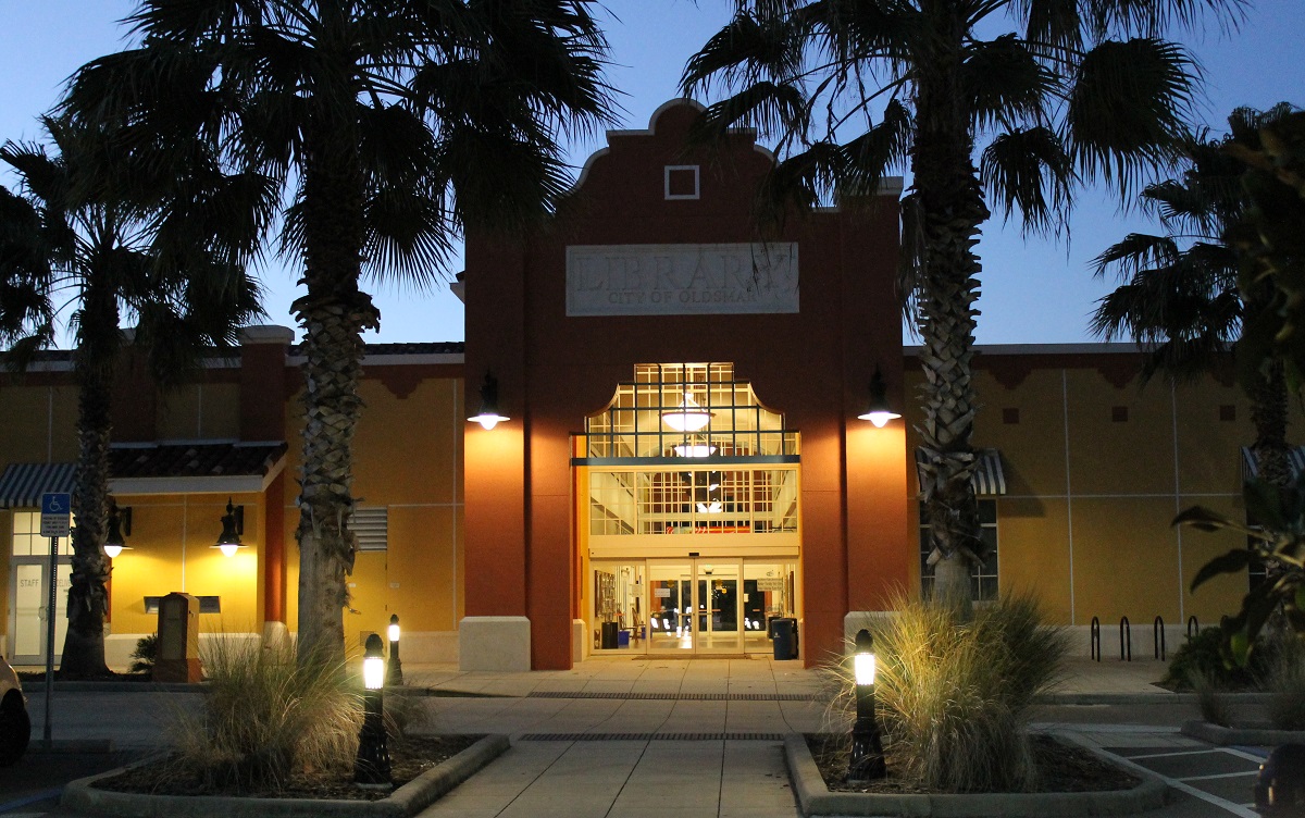 library at dusk